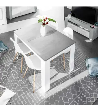 PRÁCTICO Mesa de comedor 90x140-190 EXTENSIBLE Cemento/ Bl. Artik