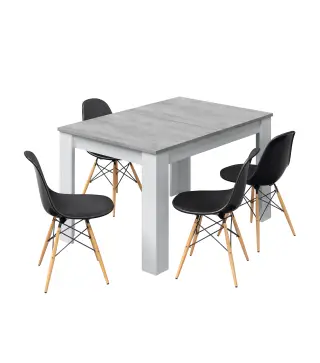 PRÁCTICO Mesa de comedor 90x140-190 EXTENSIBLE Cemento/ Bl. Artik