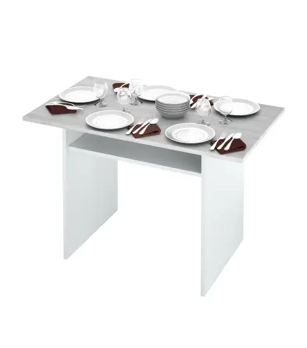 OGGI Mesa consola desplegable 35-70 Blanco Artik/Cemento