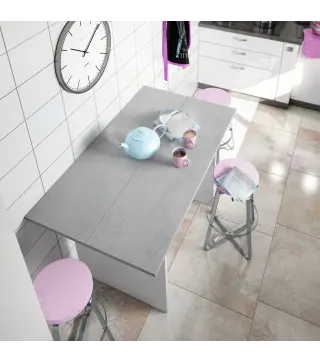 OGGI Mesa consola desplegable 35-70 Blanco Artik/Cemento