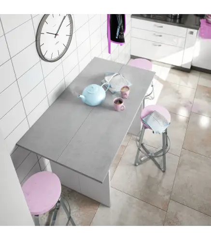 OGGI Mesa consola desplegable 35-70 Blanco Artik/Cemento