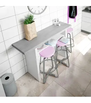 OGGI Mesa consola desplegable 35-70 Blanco Artik/Cemento