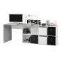 OFFICE Mesa escritorio con buc Blanco Artik/Cemento
