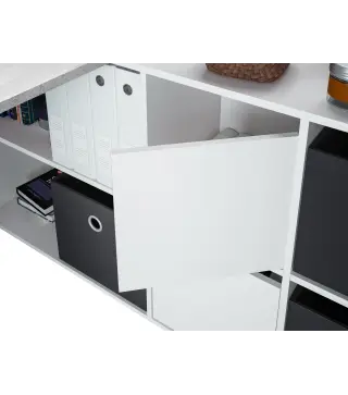 OFFICE Mesa escritorio con buc Blanco Artik/Cemento