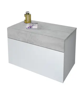 Cabezal + 2 mesitas 1 cajón Blanco Artik/Cemento