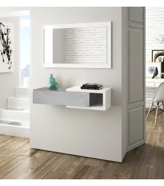 ENZO Recibidor 1c + espejo Cemento/Blanco Artik
