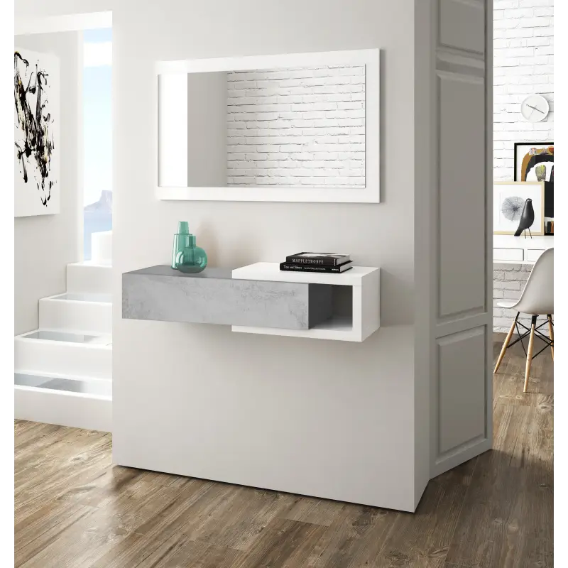 ENZO Recibidor 1c + espejo Cemento/Blanco Artik