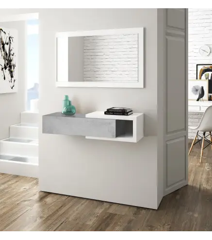 ENZO Recibidor 1c + espejo Cemento/Blanco Artik