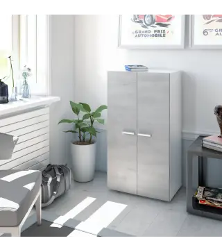 CLOE Zapatero-armario (6 baldas) Blanco/Cemento