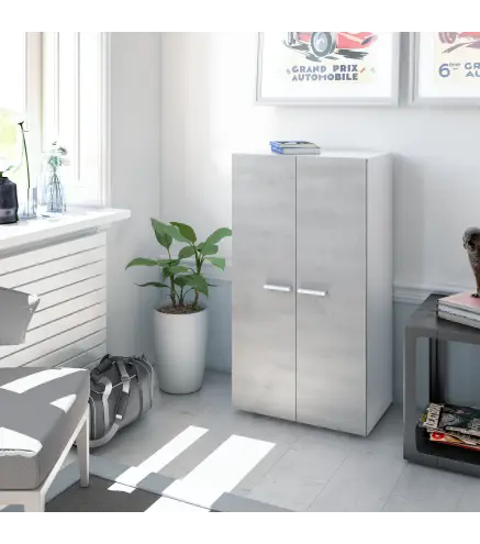 CLOE Zapatero-armario (6 baldas) Blanco/Cemento