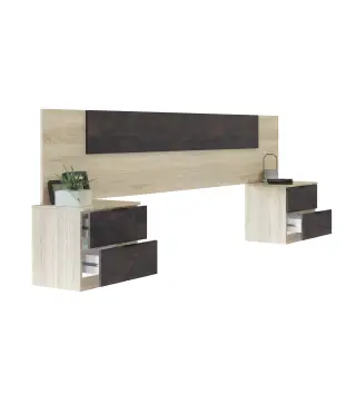 NOON Cabezal + 2 mesitas 2 cajones R.Canadian/Oxido