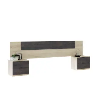 NOON Cabezal + 2 mesitas 2 cajones R.Canadian/Oxido