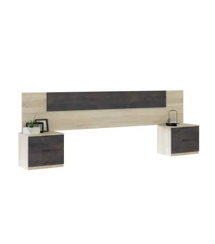 NOON Cabezal + 2 mesitas 2 cajones R.Canadian/Oxido