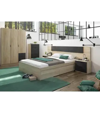 NOON Cabezal + 2 mesitas 2 cajones R.Canadian/Oxido