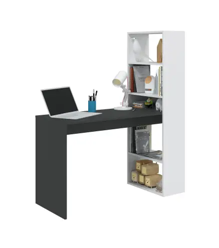 GIO PLUS Mesa + estanteria Bl.Artik/Gris Antracita