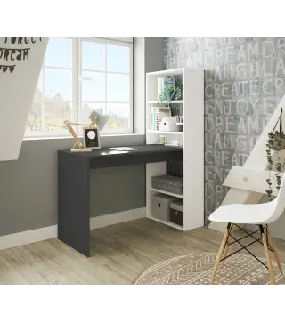 GIO PLUS Mesa + estanteria Bl.Artik/Gris Antracita