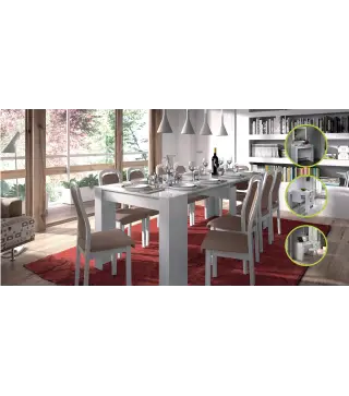 FUNZIONALE CONSOLA comedor 90x50-237 EXTENSIBLE Blanco Brillo