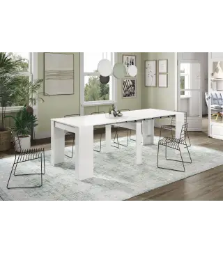 FUNZIONALE CONSOLA comedor 90x50-237 EXTENSIBLE Blanco Brillo
