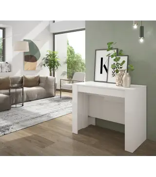 FUNZIONALE CONSOLA comedor 90x50-237 EXTENSIBLE Blanco Brillo