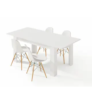 PRACTICO Mesa de comedor 90x140-190 EXTENSIBLE Blanco Artik