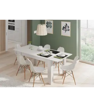 PRACTICO Mesa de comedor 90x140-190 EXTENSIBLE Blanco Artik