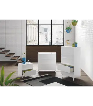 DIVA Mesita 2 cajones + 4 patas Blanco Brillo