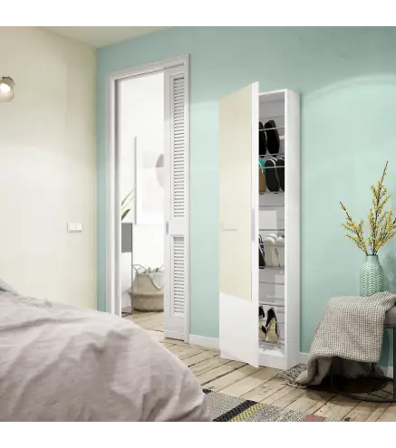 GUSTO Zapatero 1puerta + espejo (6 alturas-12varillas) Blanco Artik