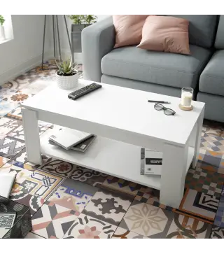 FLOW Mesa centro elevable Blanco Artik