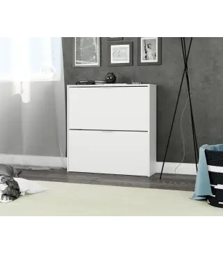 MAELYS Zapatero 2 puertas 75 (16 pares) Blanco