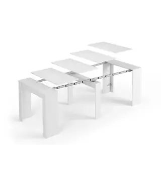 FUNZIONALE CONSOLA comedor 90x50-237 EXTENSIBLE Blanco Brillo