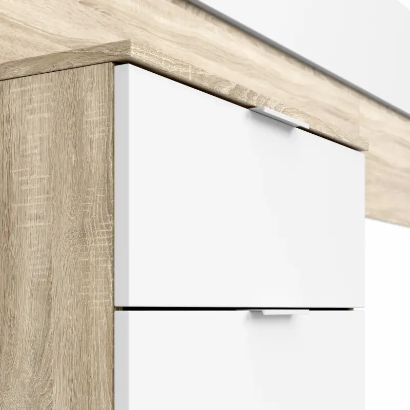 NOON PLUS Cabezal + 2 mesitas (2C) Roble Canadian/Blanco Artik