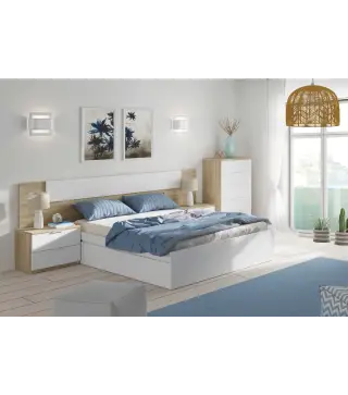 NOON PLUS Cabezal + 2 mesitas (2C) Roble Canadian/Blanco Artik