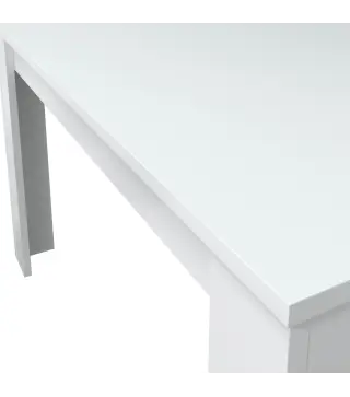PRACTICO Mesa de comedor 90x140-190 EXTENSIBLE Blanco Brillo