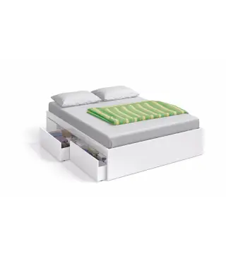 BED Cama 150 con 4 cajones (para somier de 190x150) Blanco Artik