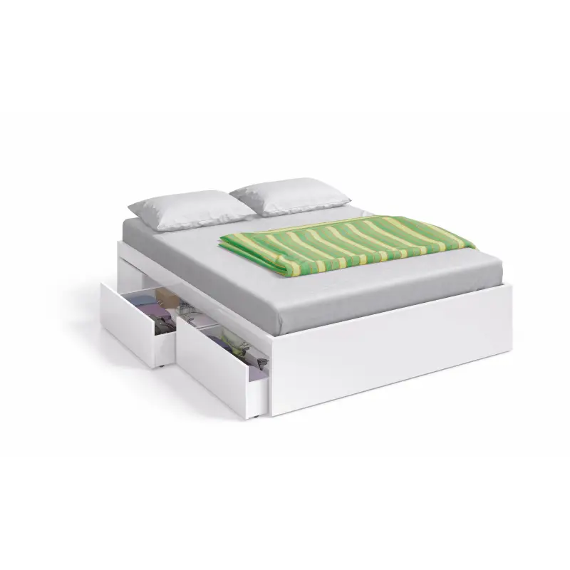 BED Cama 150 con 4 cajones (para somier de 190x150) Blanco Artik