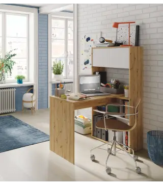 DUO Mesa escritorio-estanteria (vertical-horizontal) R.Nodi/Bl.Artik