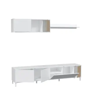 TEMPUS Salón mueble TV Blanco Artik/Natur