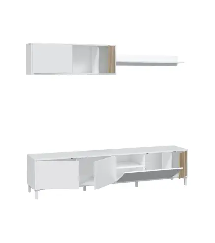TEMPUS Salón mueble TV Blanco Artik/Natur
