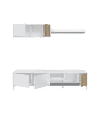 TEMPUS Salón mueble TV Blanco Artik/Natur