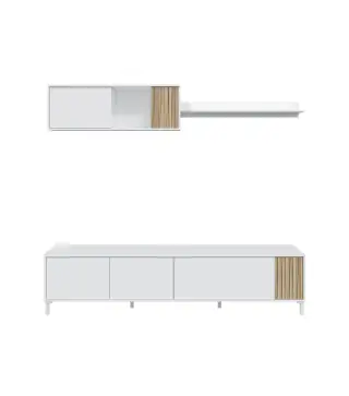 TEMPUS Salón mueble TV Blanco Artik/Natur