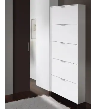 MAELYS Zapatero 5 puertas (15 pares) Blanco Brillo