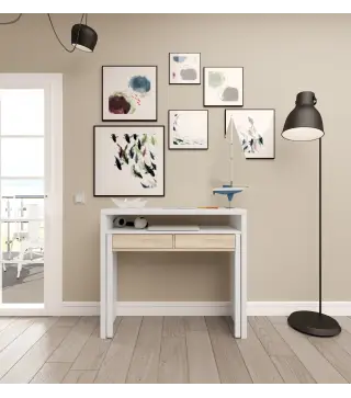 TYRION Consola escritorio Roble Canadian/Blanco Artik