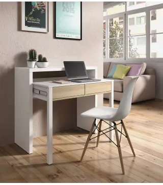 TYRION Consola escritorio Roble Canadian/Blanco Artik