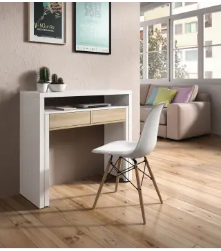 TYRION Consola escritorio Roble Canadian/Blanco Artik