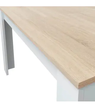 PRACTICO Mesa de comedor 90x140-190 EXTENSIBLE Roble Canadian/Blanco Artik