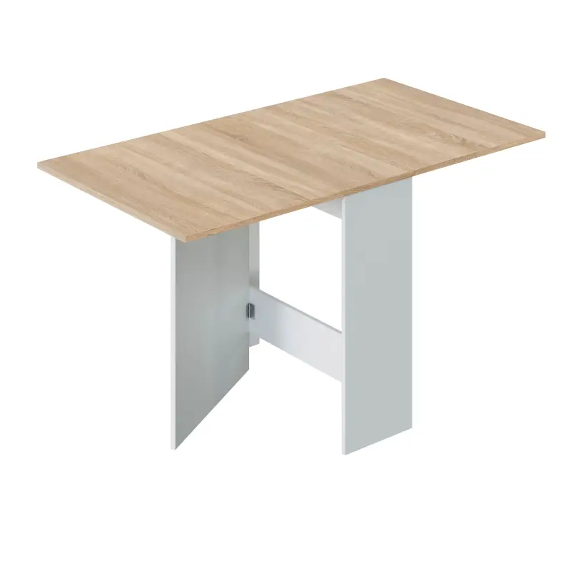 VOLARE Mesa cocina alas abatibles 31-140cm Roble Canadian/Blanco Artik