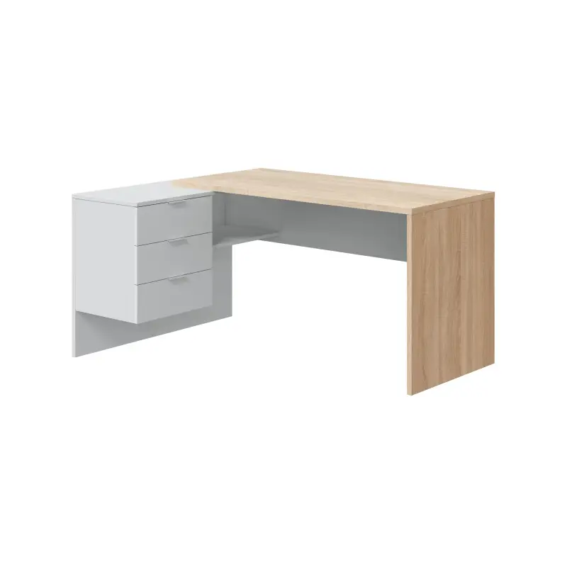 STYLE Mesa despacho con buc (reversible) Roble Canadian/Blanco Artik