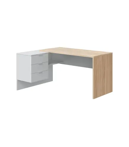STYLE Mesa despacho con buc (reversible) Roble Canadian/Blanco Artik