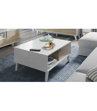 STYLUS PLUS Mesa centro elevable Bl.Brillo/R.Canadian