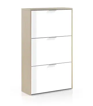 CAPRIZZIO Zapatero 3 puertas (18 pares) Roble/Blanco Brillo